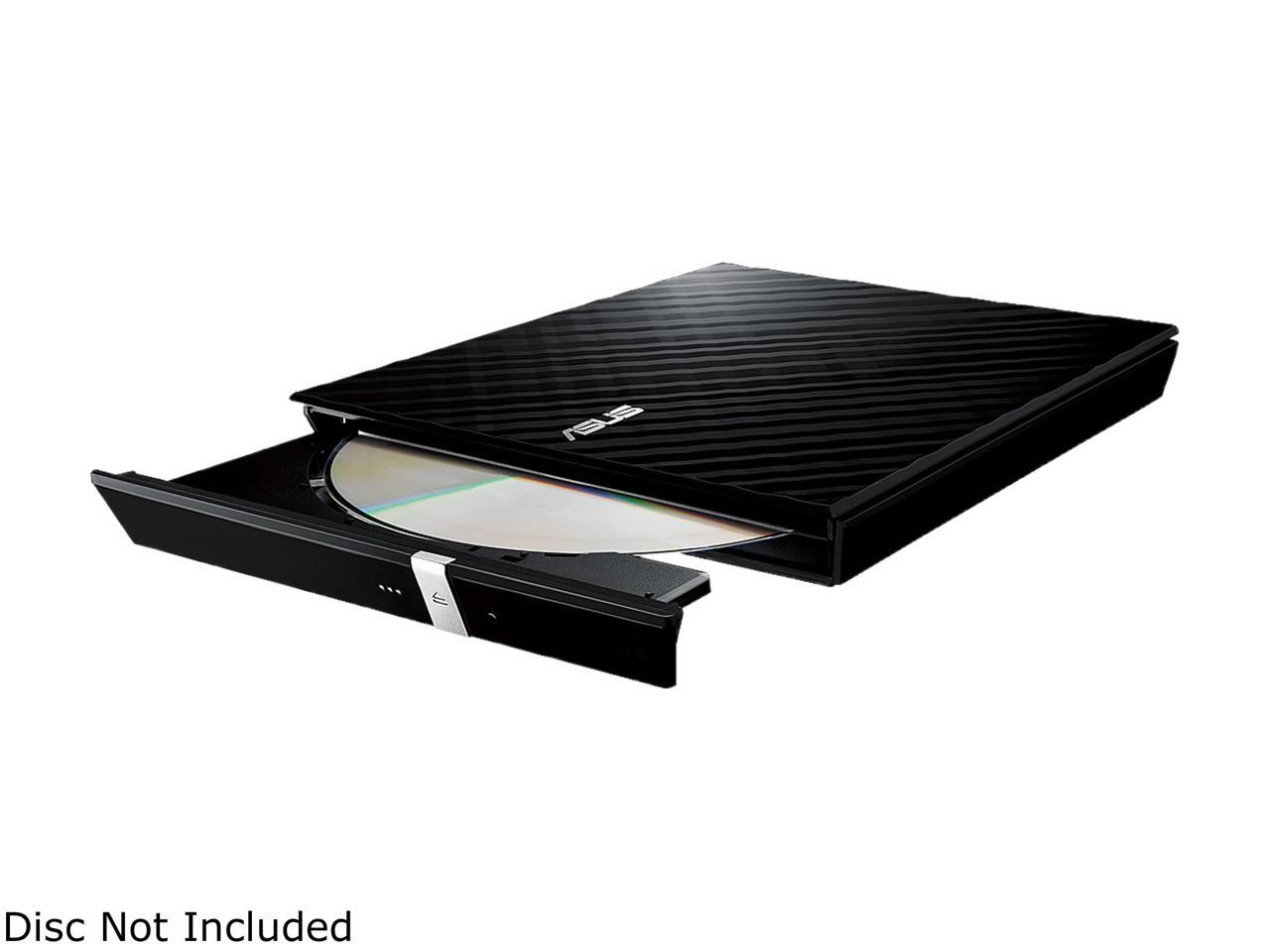 ASUS USB 2.0 Black External Slim CD / DVD Re-writer MacOS Compatible Model SDRW-08D2S-U