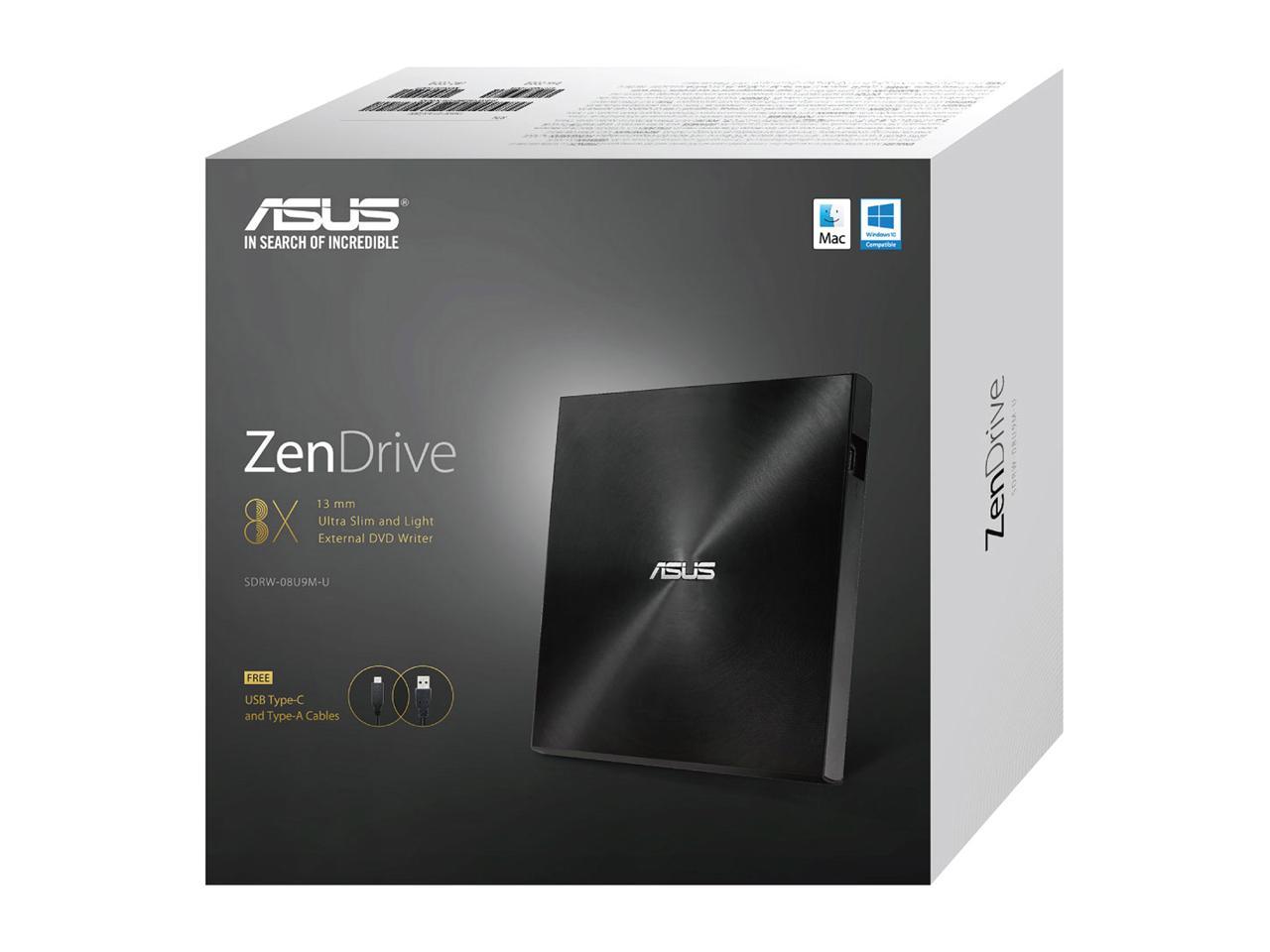 ASUS USB 2.0 External CD/DVD Drive Model SDRW-08U9M-U/BLK/G/A