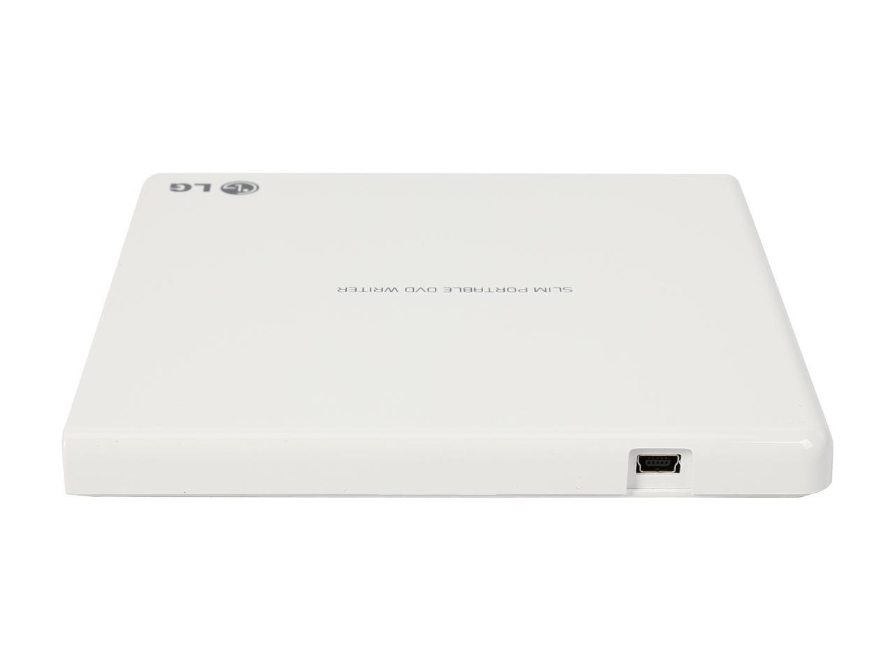 LG External CD/DVD Rewriter With M-Disc Mac & Surface Support (White) - Model GP65NW60