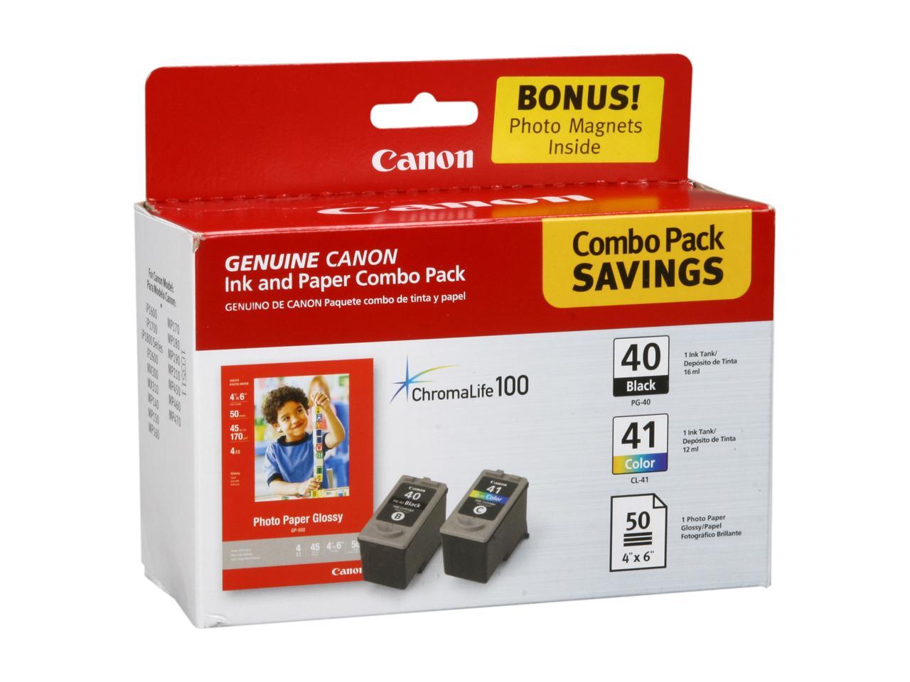 Canon PG-40/CL-41 Ink Cartridge - Combo Pack - Black/Color/Paper