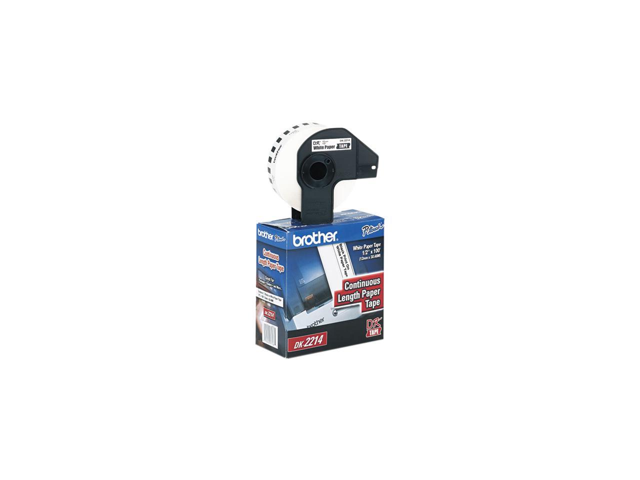 Brother DK2214 Continuous Paper Label Tape, .47" x 100 ft. Roll, White