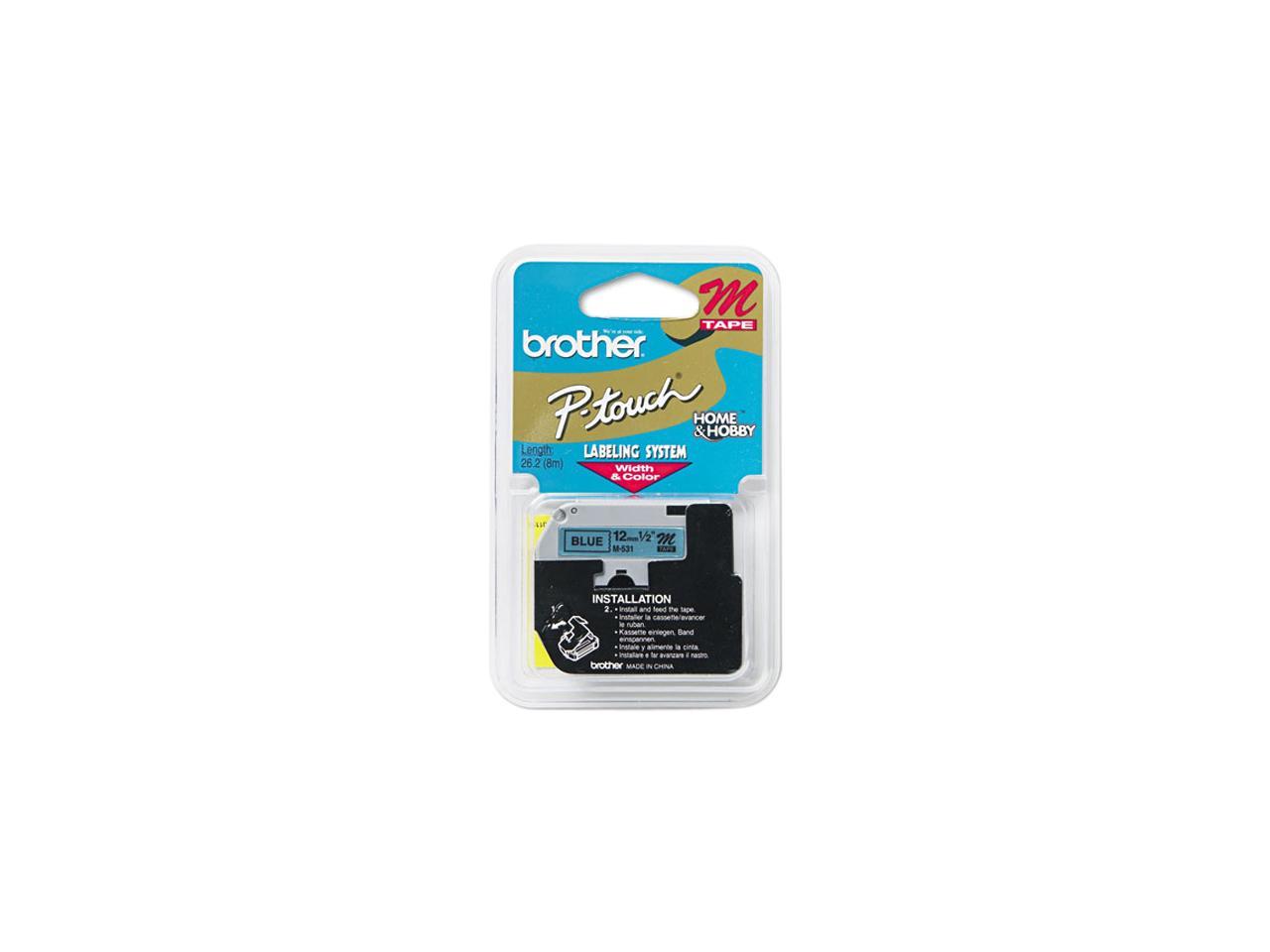 Brother 12mm (1/2") Black on Blue Non-Laminated Tape (8m/26.2') (1/Pkg)