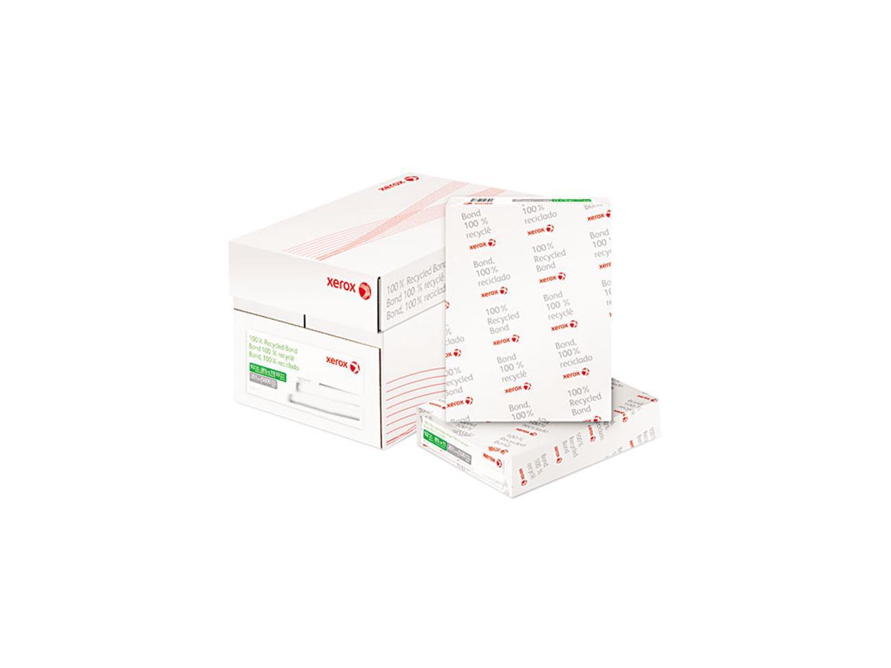 Xerox 100% Recycled Bond Paper, 92 Brightness, 20lb, 8-1/2 x 11, White, 5000/Carton