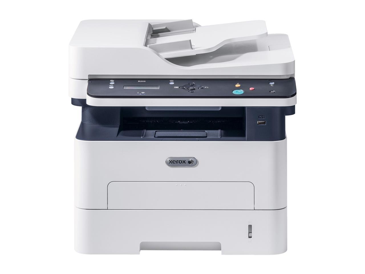 Xerox B205/NI Multifunction Printer, Print/Copy/Scan, Up to 31 ppm, Letter/Legal, PS/PCL, USB/Ethernet And Wireless, 110V