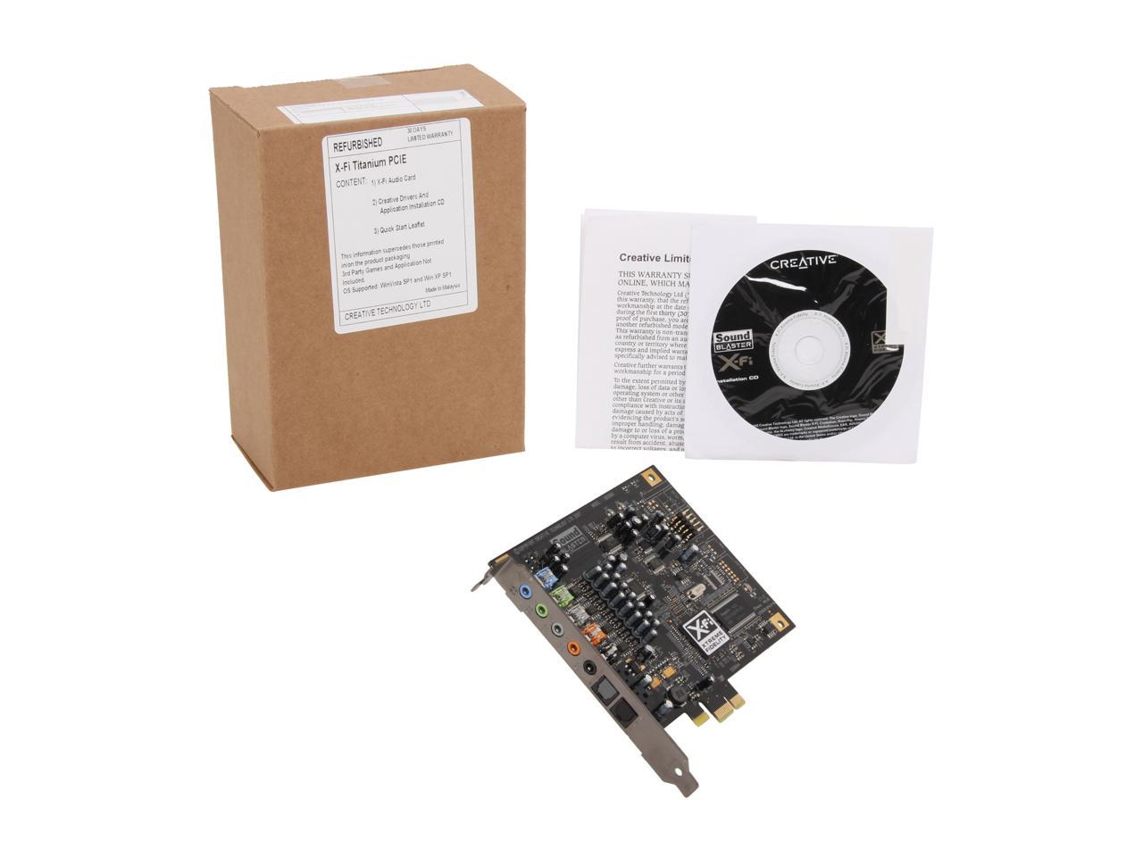 Creative 70SB088000004-8 7.1 Channels 24-bit 96KHz PCI Express 1x Interface Sound Blaster X-Fi Titanium Sound Card