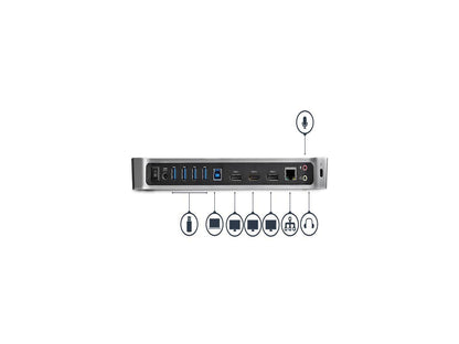 StarTech.com USB3DOCKH2DP Triple Monitor USB 3.0 Docking Station - 2 x DP / 1 x HDMI / 5 x USB 3.0 / 4K / Laptop Dock / USB 3.0 Dock - Mac & Windows