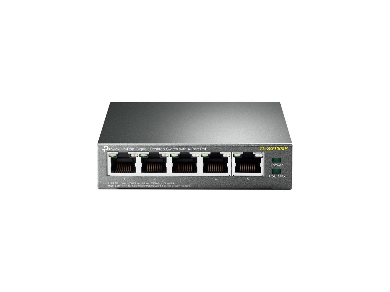TP-Link 5 Port Gigabit PoE Switch | 4 Port PoE 56W | 802.3af Compliant | Shielded Ports | Traffic Optimization | Plug and Play | Sturdy Metal (TL-SG1005P)