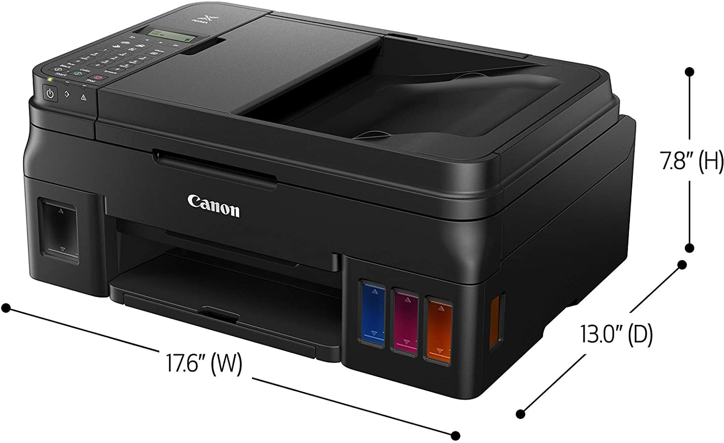 Canon PIXMA G4210 Wireless All-In-One Supertank (Megatank) Printer, Copier, Scan, Fax and ADF with Mobile Printing, Black, One Size, Works with Alexa