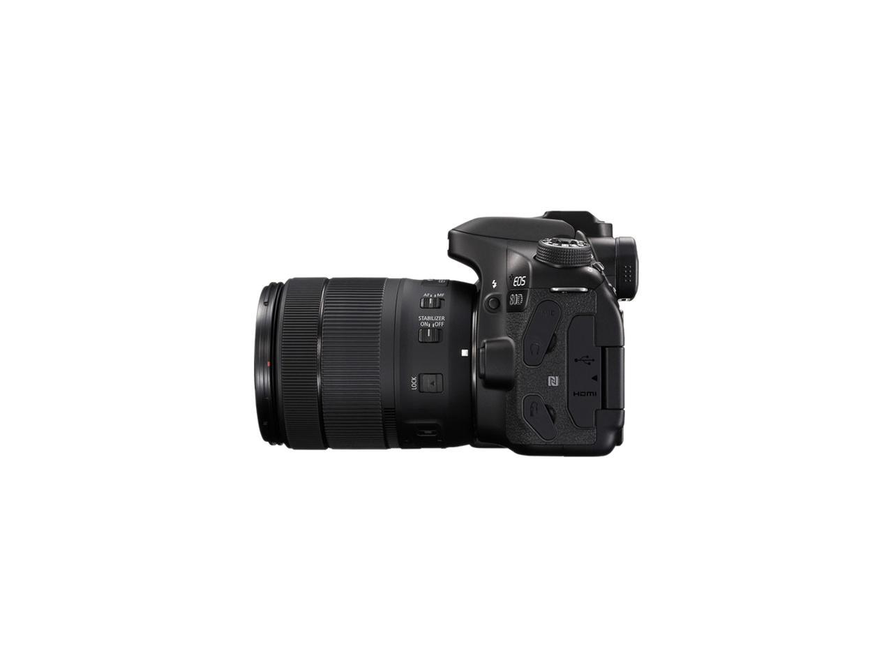 Canon EOS 80D 1263C006 Black Digital SLR Camera with 18-135mm IS USM Lens KIT