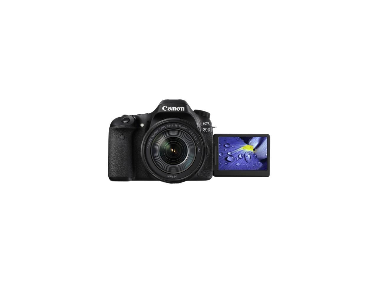 Canon EOS 80D 1263C006 Black Digital SLR Camera with 18-135mm IS USM Lens KIT