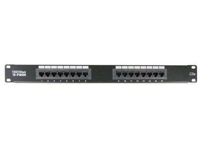 TRENDnet TC-P16C5E 16-Port CAT 5e RJ-45 UTP Rack Mount Patch Panel