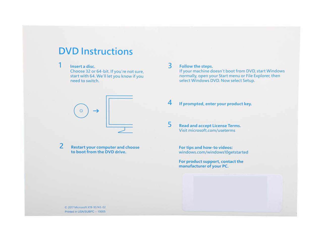 Windows 10 Home 64-Bit Installation / Recovery Disc Only - No License Key Included - OEM
