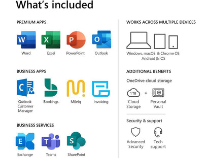 Microsoft 365 Business Standard | 12-Month Subscription, 1 person | Premium Office apps | 1TB OneDrive cloud storage | PC/Mac Keycard