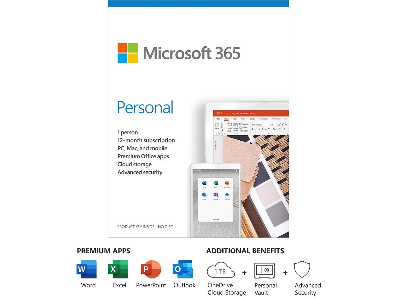 Microsoft 365 Personal | 12-Month Subscription, 1 person | Premium Office apps | 1TB OneDrive cloud storage | PC/Mac Keycard