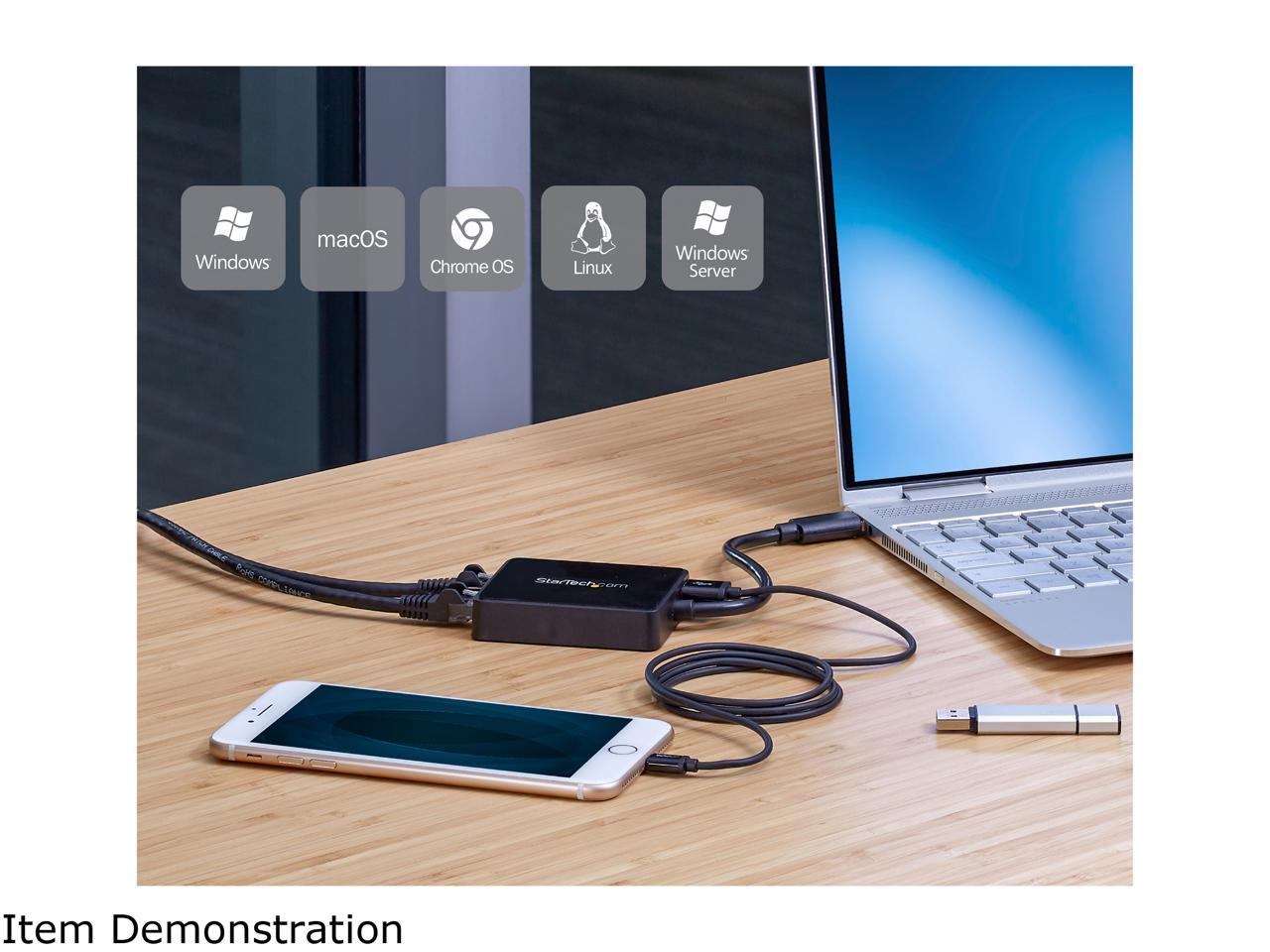 StarTech.com USB 3.0 to Dual Port Gigabit Ethernet Adapter NIC w/ USB Port