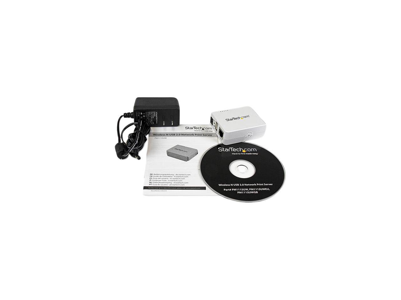 StarTech.com 1 Port USB Wireless N Network Print Server with 10/100 Mbps Ethernet Port - 802.11 b/g/n - Wireless USB 2.0 Print Server