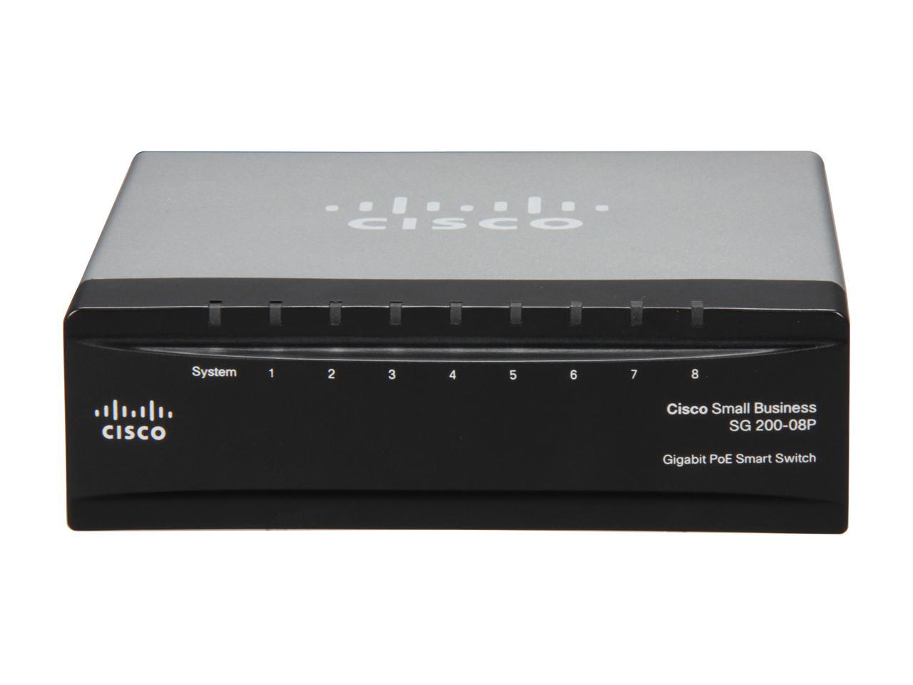 Cisco Small Business 200 Series SLM2008PT-NA Smart SG200-08P 8-Port Gigabit Ethernet PoE Switch