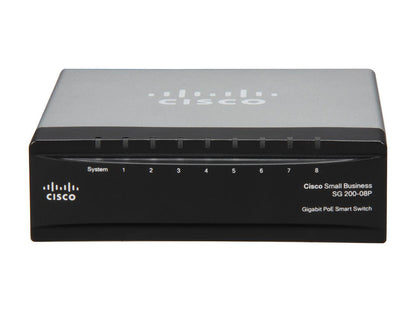 Cisco Small Business 200 Series SLM2008PT-NA Smart SG200-08P 8-Port Gigabit Ethernet PoE Switch