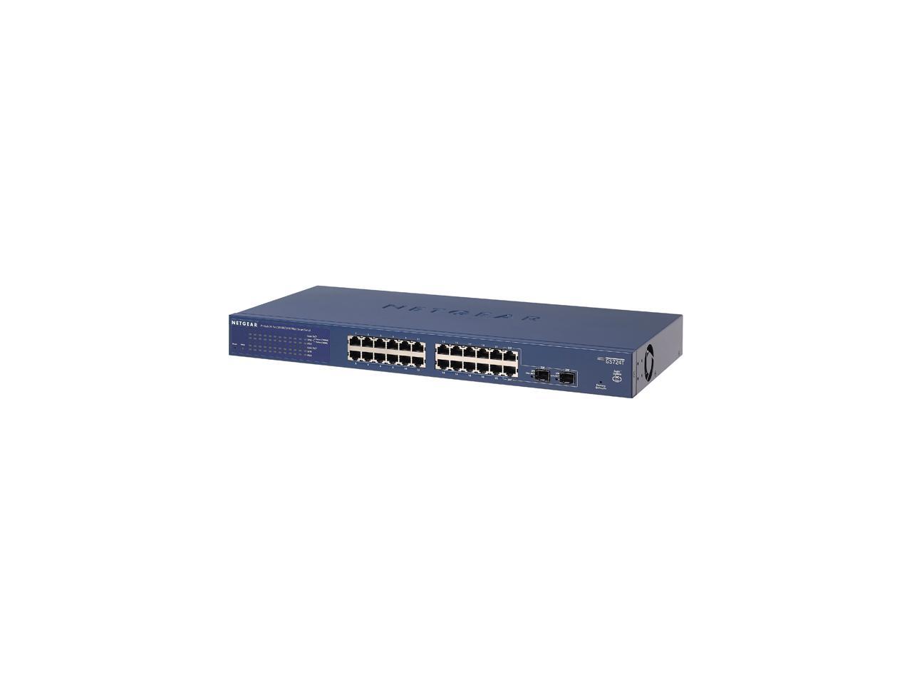 NETGEAR 24-Port Gigabit Ethernet Smart Switch (GS724Tv4) - Managed with 2 x 1G SFP, Desktop/Rackmount, and ProSAFE Limited Lifetime Protection