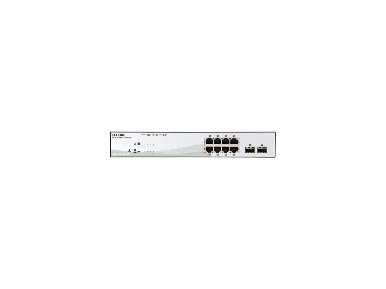 D-Link 10-Port Web Smart Gigabit PoE Ethernet Switch - Lifetime Warranty (DGS-1210-10P)