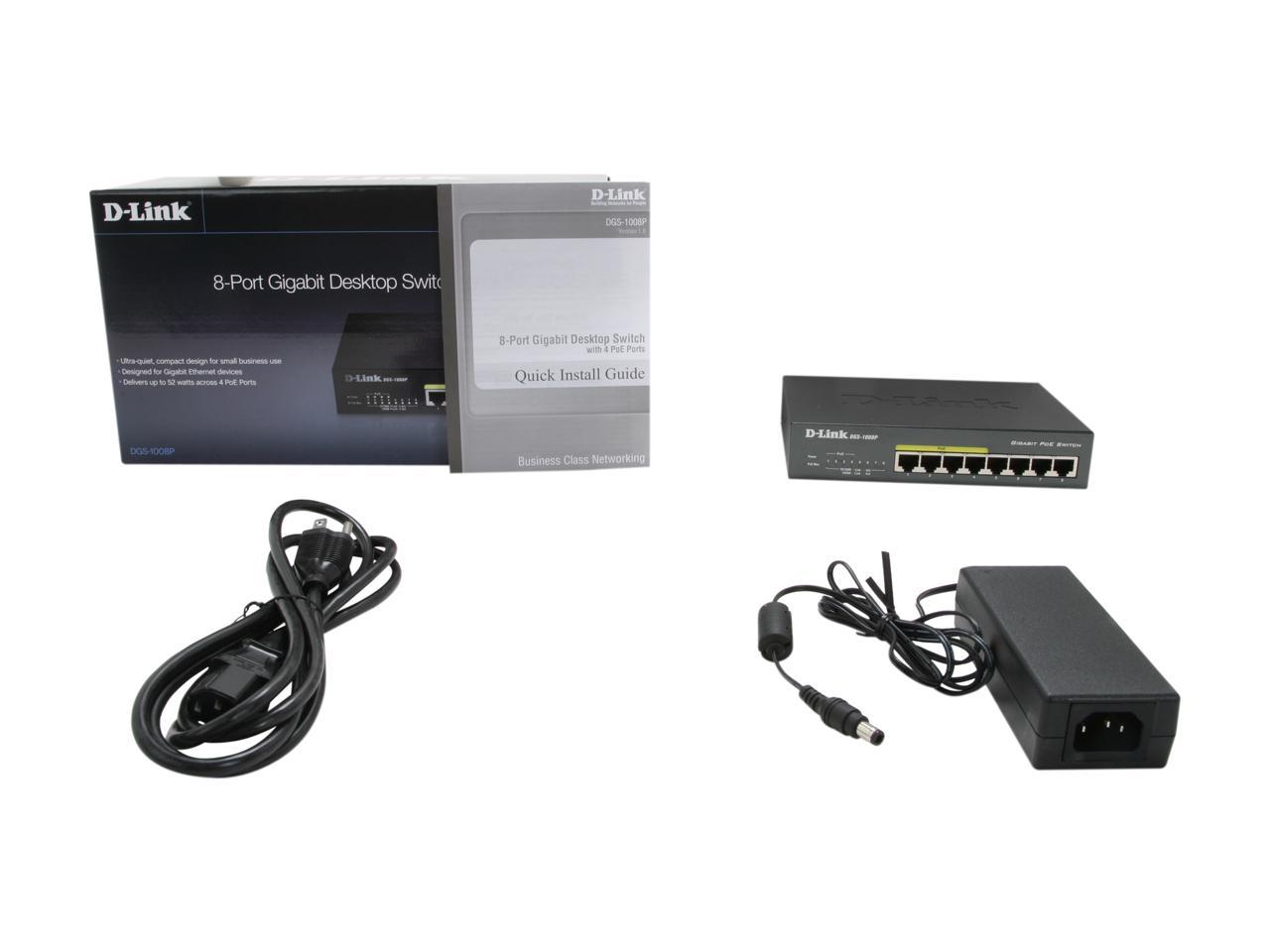D-Link DGS-1008P Switches 4 to 10 Ports 8-port Gigabit Ethernet POE Switch
