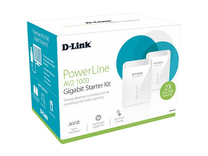 D-Link PowerLine DHP-601AV AV2 AV1000 Gigabit Starter Kit, up to 1000 Mbps