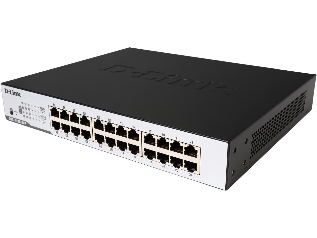 D-Link DGS-1100-24P 24-Port Gigabit EasySmart Metal Rackmount Switch with 12 PoE+ Ports