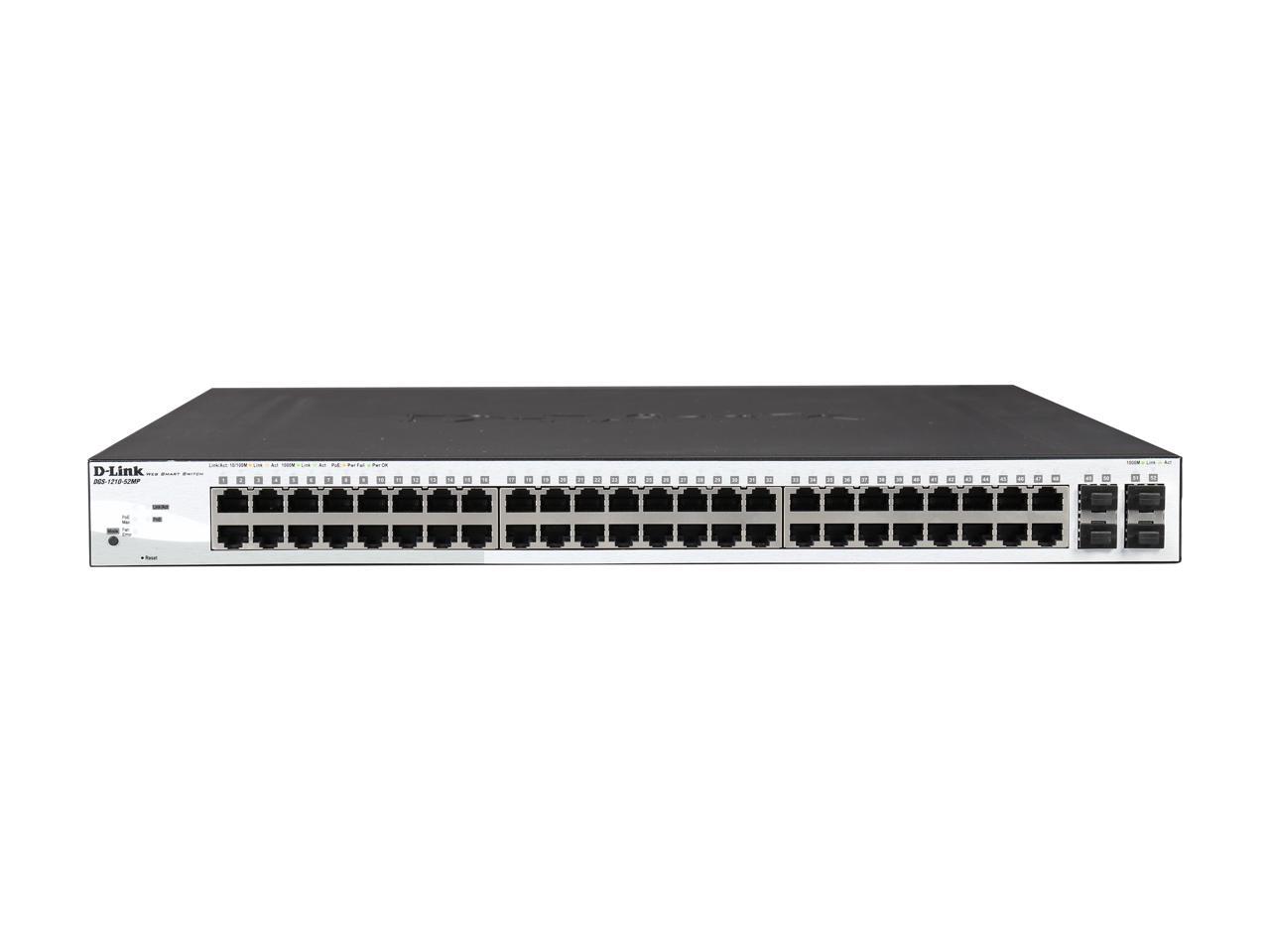 D-Link DGS-1210-52MP 52-Port Gigabit Web Smart PoE Switch Including 4 Gigabit SFP Ports