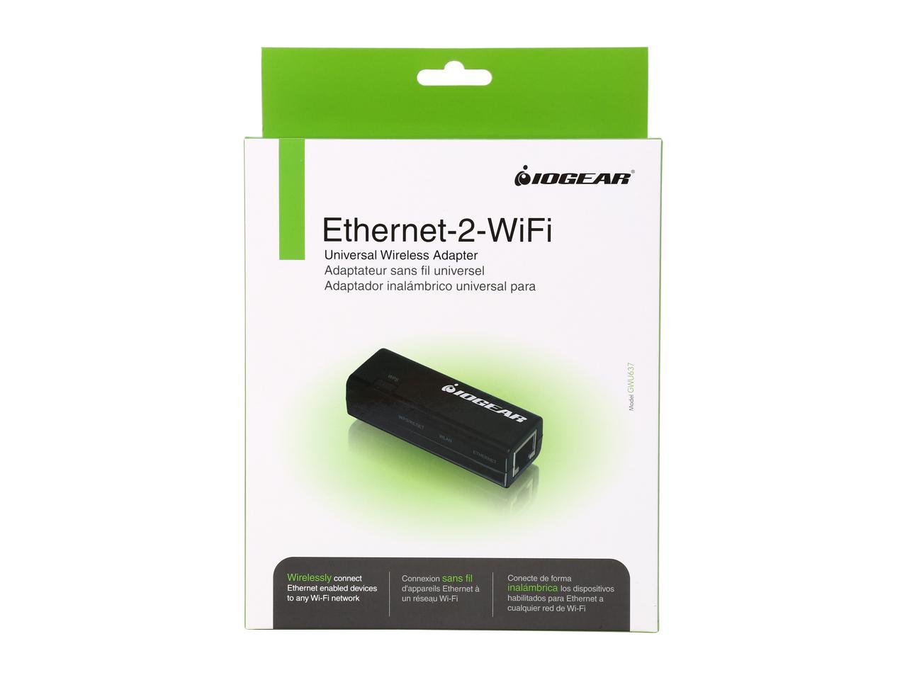 IOGEAR GWU637 ETHERNET 2WIFI UNIVERSAL WIRELESSADAPTER