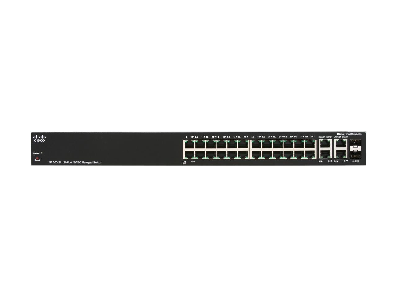 Cisco SF300-24 (SRW224G4-K9-NA) 24-port 10/100 Managed Switch with Gigabit Uplinks