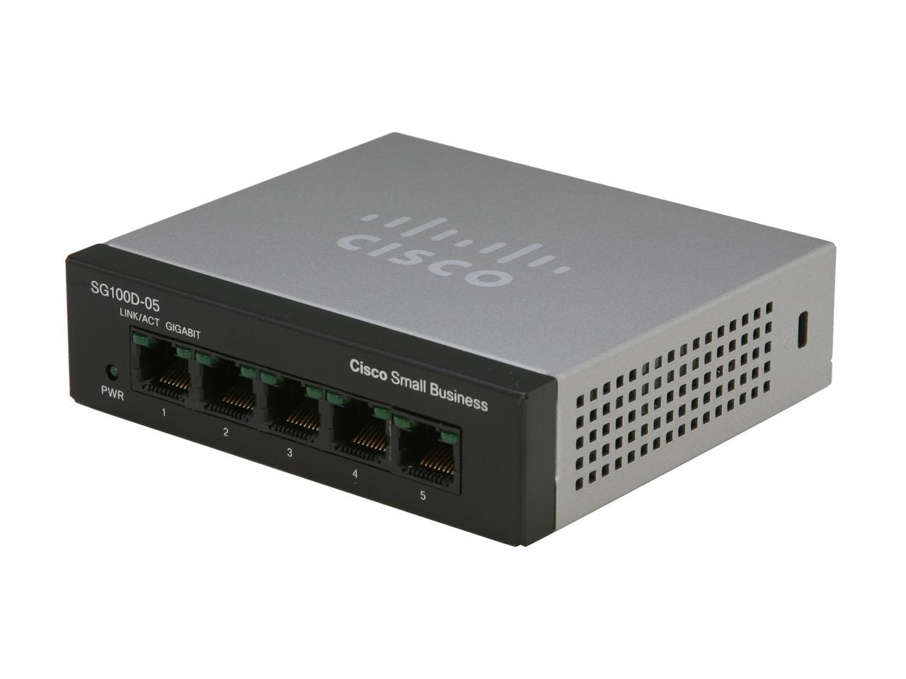 Cisco Small Business 100 Series SG100D-05-NA Unmanaged 5-Port Desktop Gigabit Switch