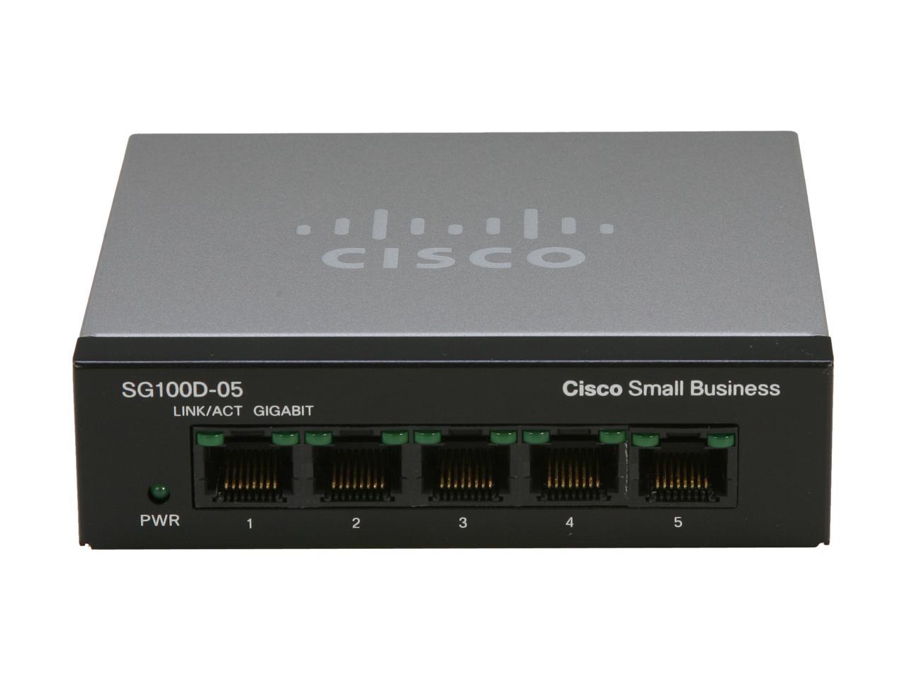 Cisco Small Business 100 Series SG100D-05-NA Unmanaged 5-Port Desktop Gigabit Switch