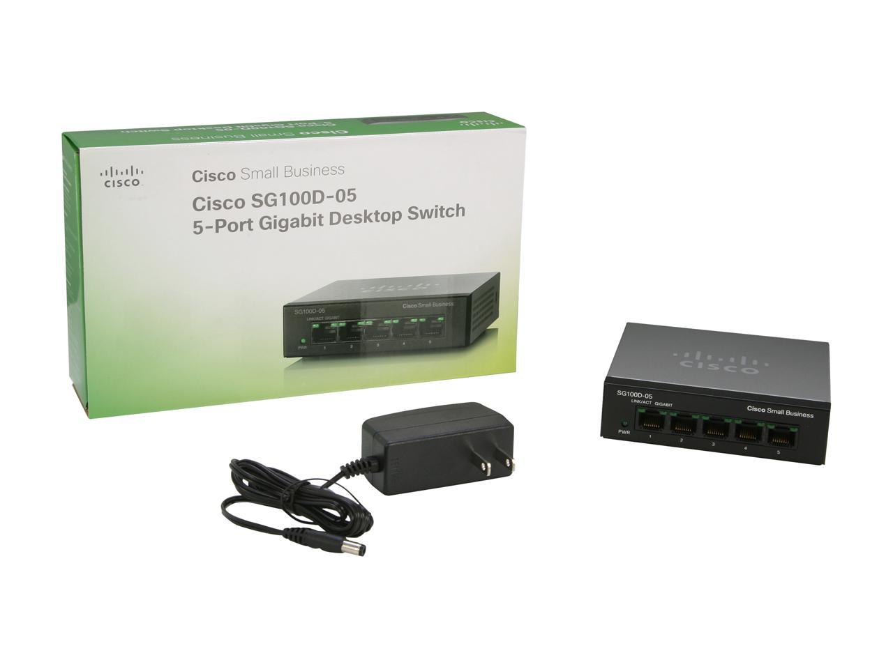 Cisco Small Business 100 Series SG100D-05-NA Unmanaged 5-Port Desktop Gigabit Switch