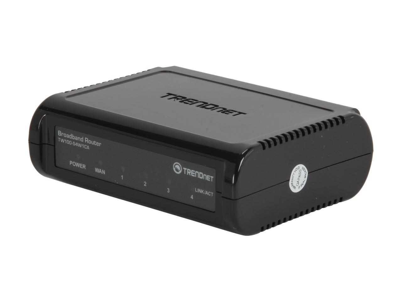 TRENDnet TW100-S4W1CA DSL/Cable Broadband Router 1 x 10/100Mbps WAN Ports 4 x 10/100Mbps LAN Ports