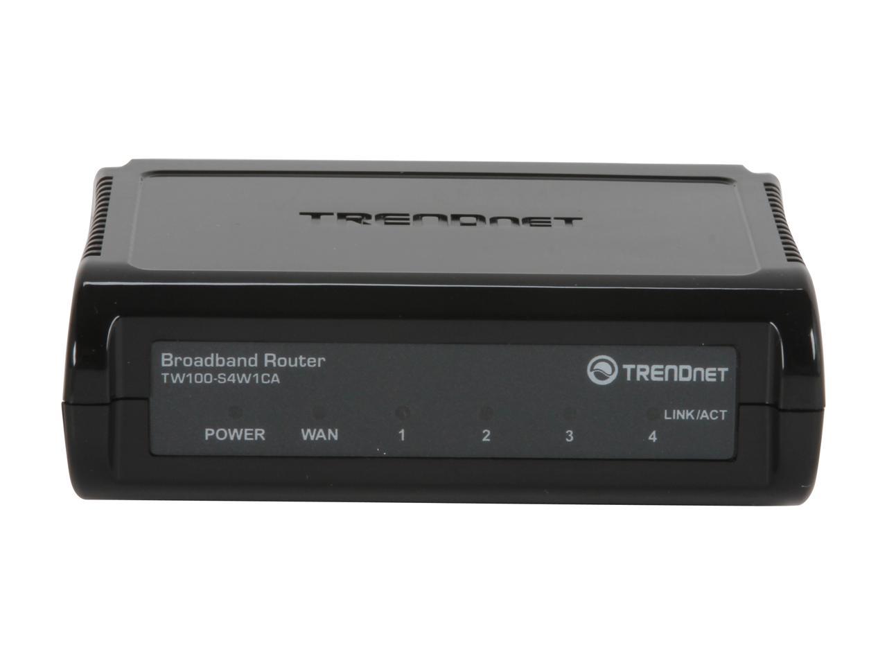 TRENDnet TW100-S4W1CA DSL/Cable Broadband Router 1 x 10/100Mbps WAN Ports 4 x 10/100Mbps LAN Ports