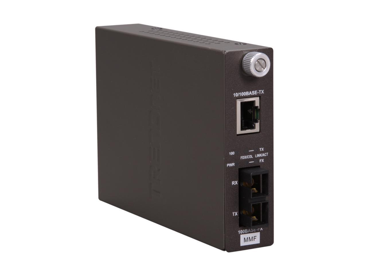 TRENDnet TFC-110MSC Multi-Mode Fiber Converter with SC-Type Connector 100M, 200M(Full-Duplex) 1 x 10/100Base-TX 1 x 100Base-FX