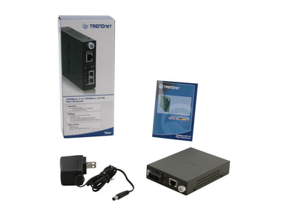TRENDnet TFC-1000S20 Single-Mode Fiber Converter (20Km) with SC-Type Connector 1 Gbps 1 x 1000Base-T and 1 x 1000Base-LX