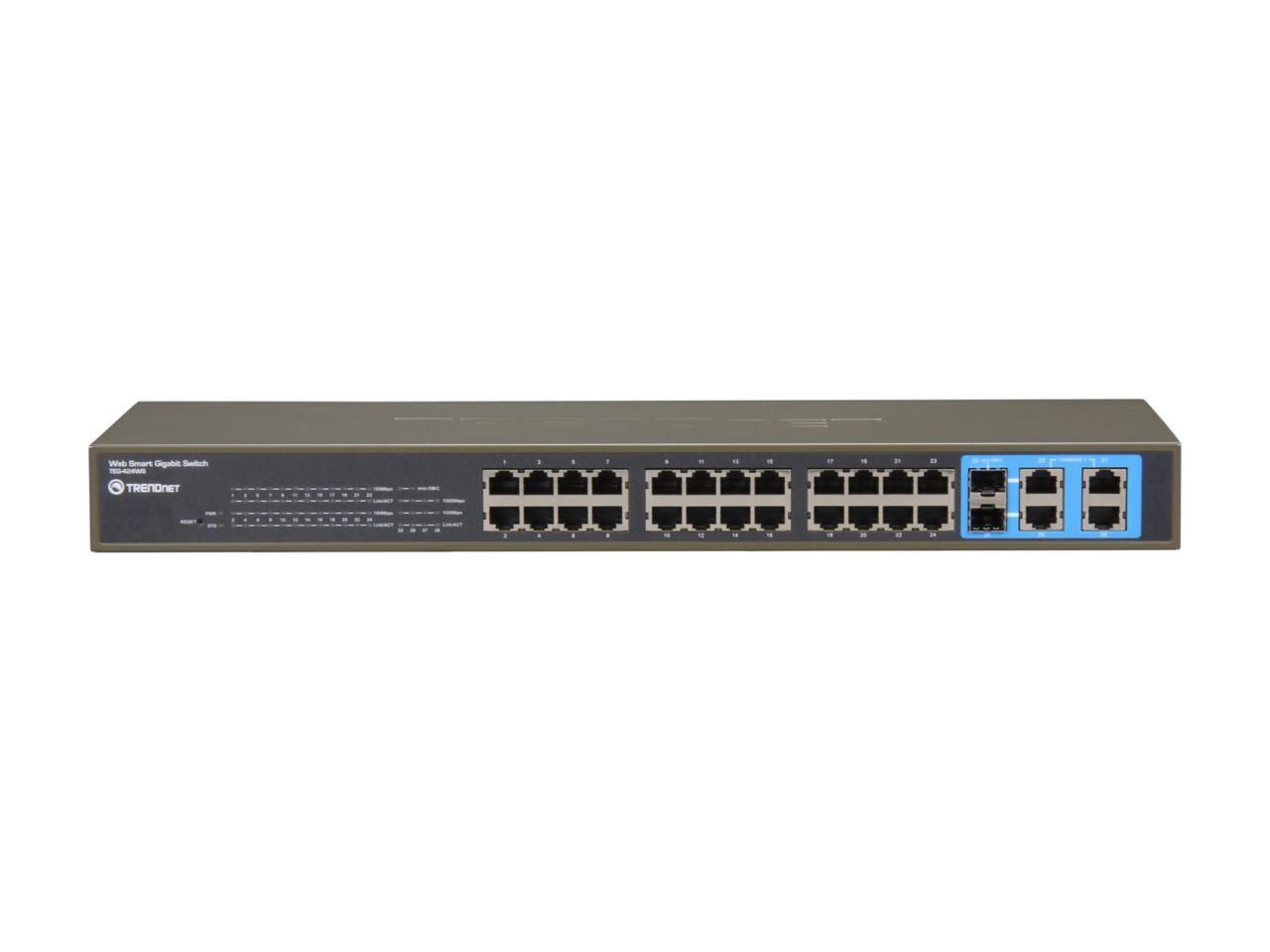 TRENDnet TEG-424WS Smart Web Smart Switch with 2 Mini-GBIC Slots. Limited Life Time Warranty