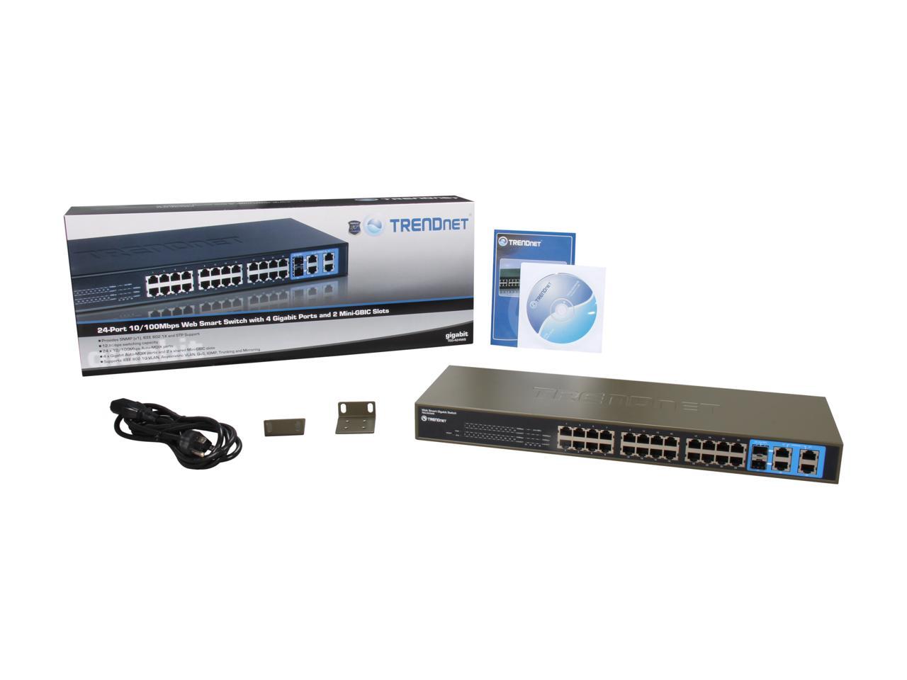 TRENDnet TEG-424WS Smart Web Smart Switch with 2 Mini-GBIC Slots. Limited Life Time Warranty