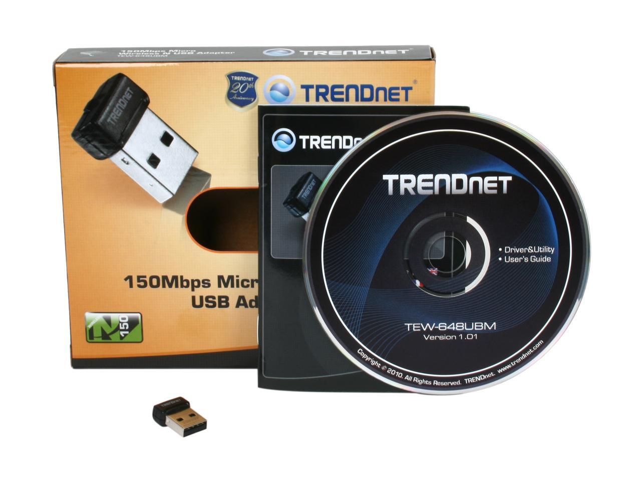 TRENDnet TEW-648UBM N150 Micro Wireless Adapter IEEE 802.11b/g, IEEE 802.11n Draft 2.0 USB 2.0 Up to 150Mbps Wireless Data Rates
