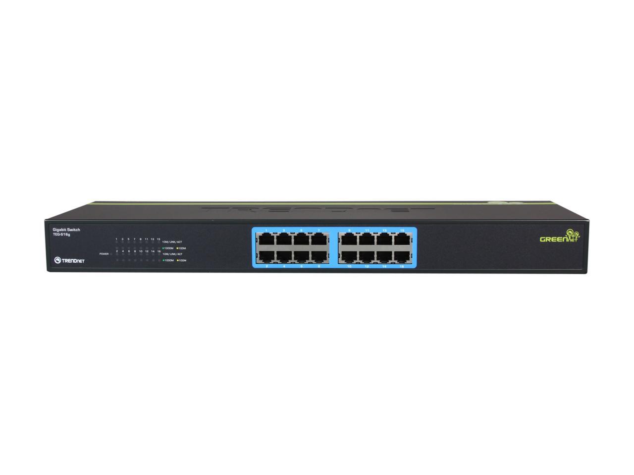 TRENDnet TEG-S16G Unmanaged 16-Port Gigabit GREENnet Switch. Limited Life Time Warranty