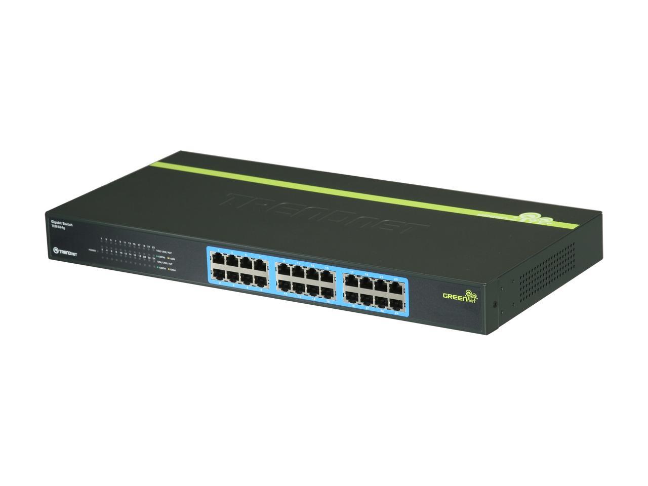 TRENDnet TEG-S24G Unmanaged 24-Port Gigabit GREENnet Switch. Limited Life Time Warranty