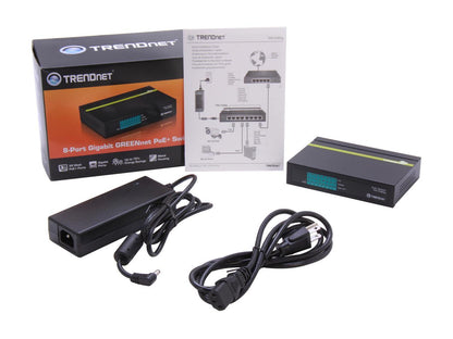 TRENDnet TPE-TG80G Unmanaged 8-Port Gigabit GREENnet PoE+ Switch. Limited Life Time Warranty
