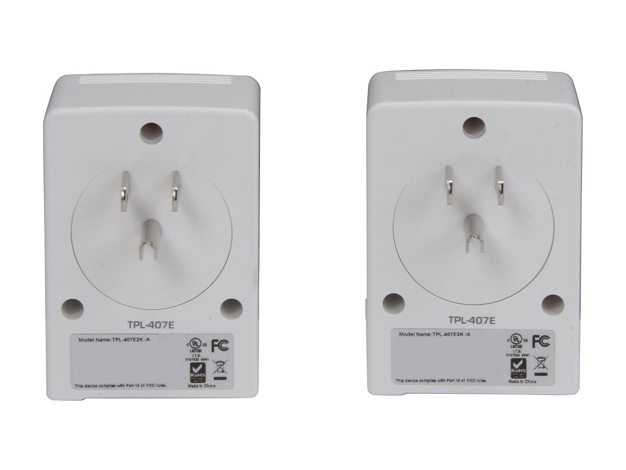 TRENDnet TPL-407E2K Powerline AV500 Nano Adapter Kit with Built-In Outlet, Up to 500Mbps