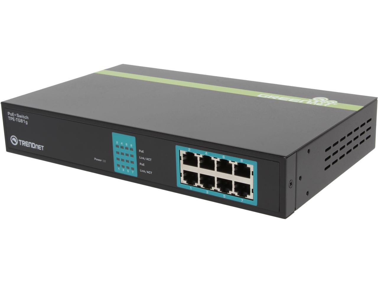 TRENDnet TPE-TG81g Network - Switches 8-Port Gigabit GREENnet PoE+ Switch. Limited Life Time Warranty
