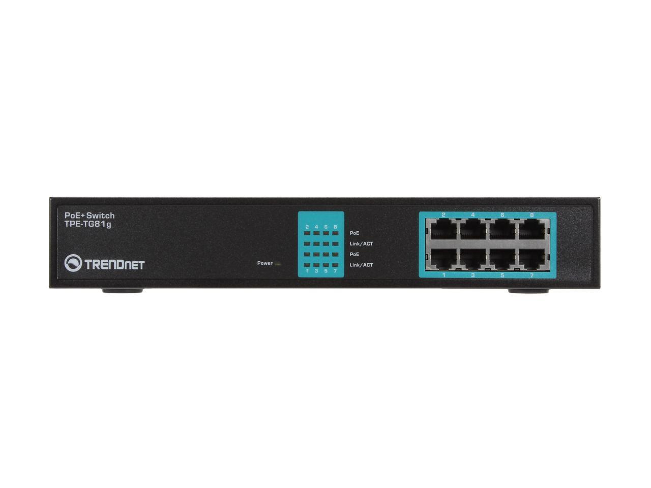 TRENDnet TPE-TG81g Network - Switches 8-Port Gigabit GREENnet PoE+ Switch. Limited Life Time Warranty