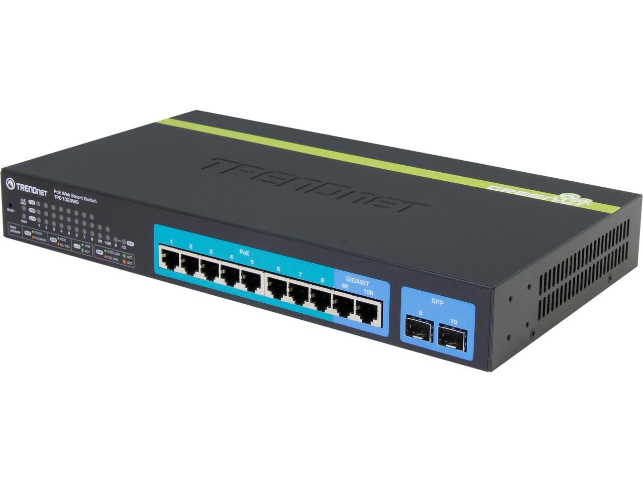 TRENDnet TPE-1020WS 10-Port Gigabit Web Smart PoE+ Switch. Limited Life Time Warranty