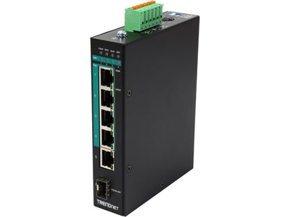 TRENDnet 5-Port Hardened Industrial Gigabit PoE+ DIN-Rail Switch Limited Lifetime Warranty