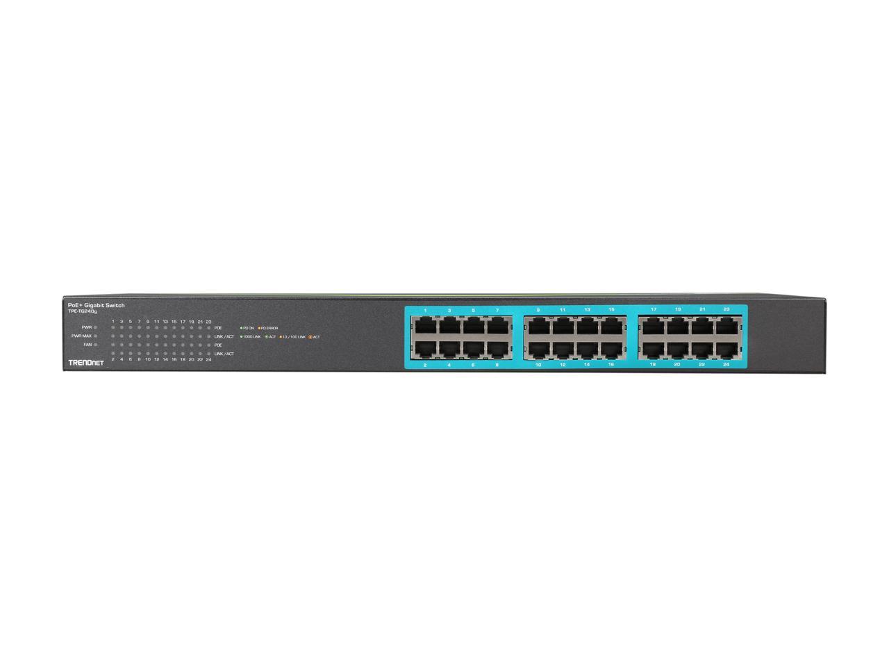 TRENDnet TPE-TG240g 24-Port Gigabit PoE+ Switch. Limited Life Time Warranty