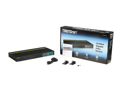 TRENDnet TPE-TG160g 16-port gigabit PoE+ Switch. Limited Life Time Warranty